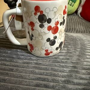 Rae Dunn Disney Mickey Mouse Patterned Mug - Red, Black, and White